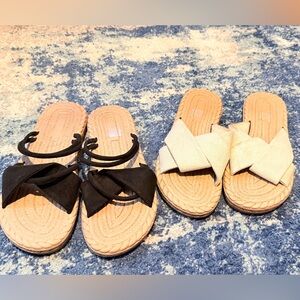 Elegant Black and Cream Women's Beach Sandals 7M